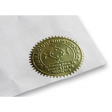 Etiqueta serrada para destacar sello de realce seco - dorado