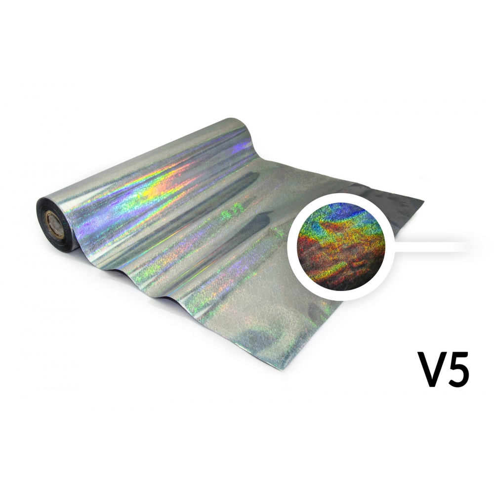Lámina para Hot Stamping - V5 holográfica, color de plata, estampado granulado