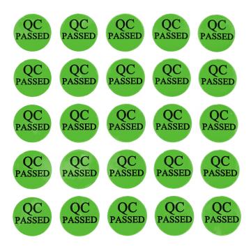 QC Passed etiqueta autoadhesiva de PVC circular - verde