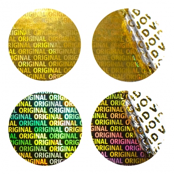 Sello holográfico con la protección VOID y texto Original – color de oro, 30mm