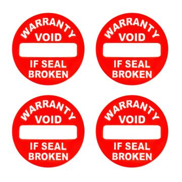 Pegatina de vinilo roja de d8mm de garantía – “Waranty - VOID - if seal broken“