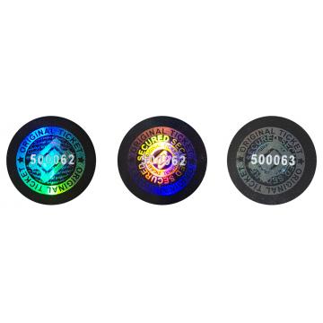 Pegatinas holográficas numeradas para la producción de entradas, 13mm, forma circular