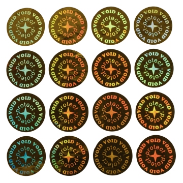 Precinto holográfico en círculo con palabra Protect con diámetro de 11mm - dorado