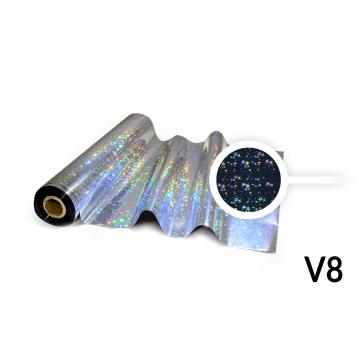 Lámina para Hot Stamping - V8 holográfica, color de plata, estampado de estrella