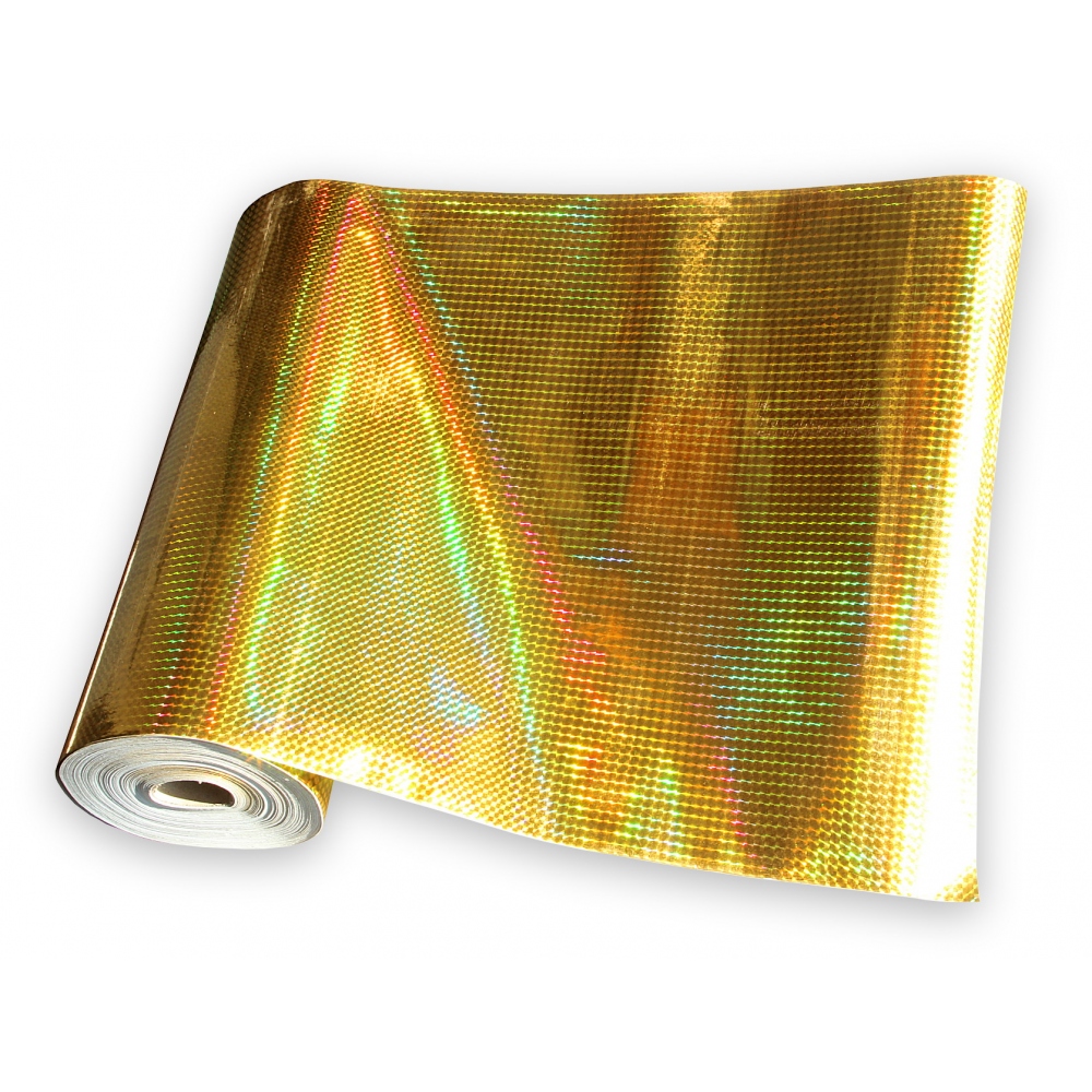 Lámina holográfica autoadhesiva, universal, por metros, MOTIVO 1 cuadros – color de oro