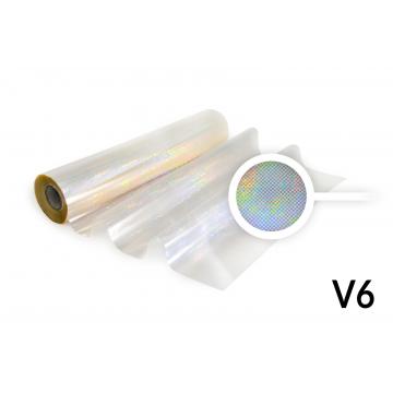 Lámina para Hot Stamping - V6 holográfica, trasparente, estampado granulado