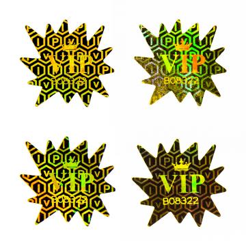 Etiqueta holográfica numerada de dos capas VIP - oro