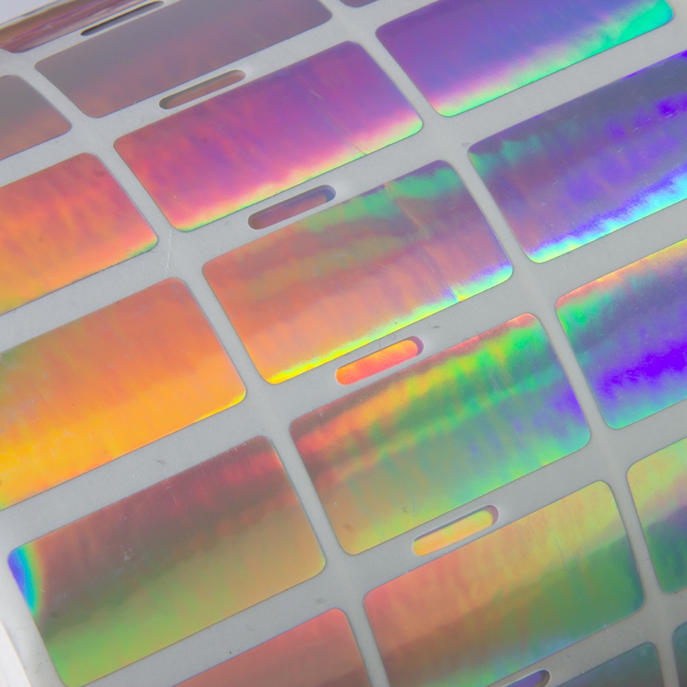 Etiqueta holográfica con la protección VOID, color de plata, 30x15mm