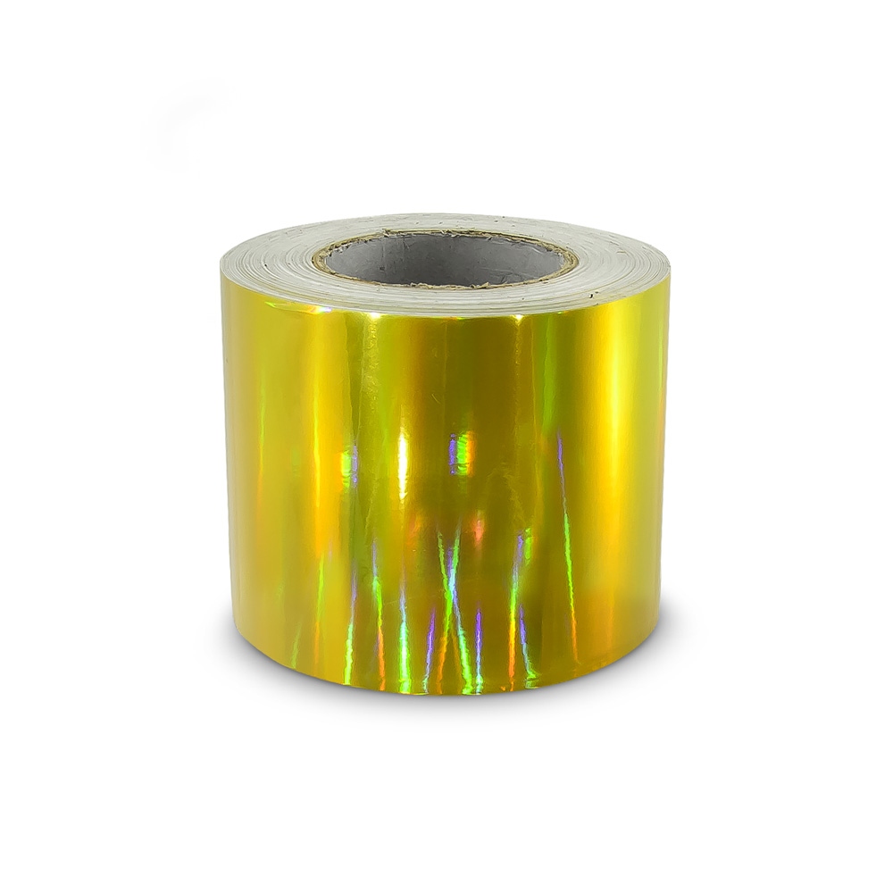 Pegatina adhesiva cinta flexible, Dorado holográfico