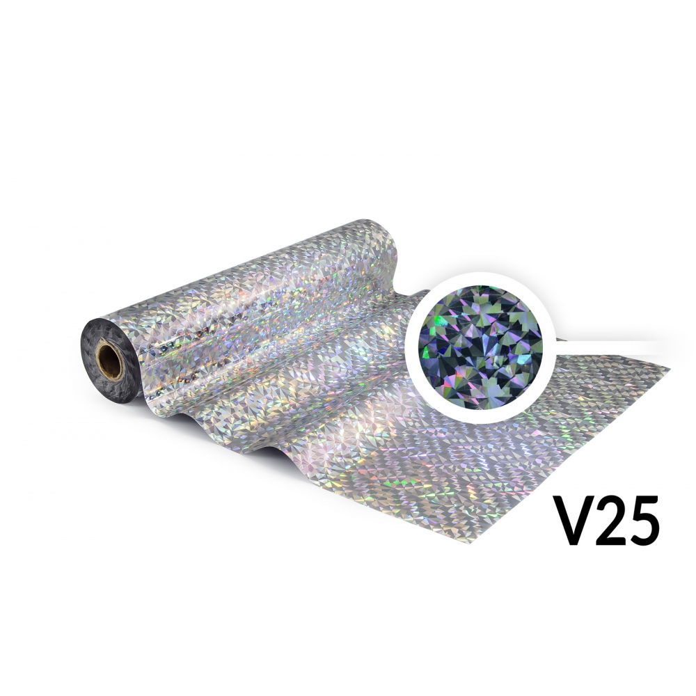Lámina para Hot Stamping - V25 holográfica, color cromático, estampado de pedazos de vidrillo