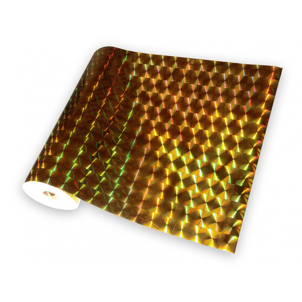 Lámina holográfica, universal, autoadhesiva, por metros, motivo 4 cuadros - color de oro