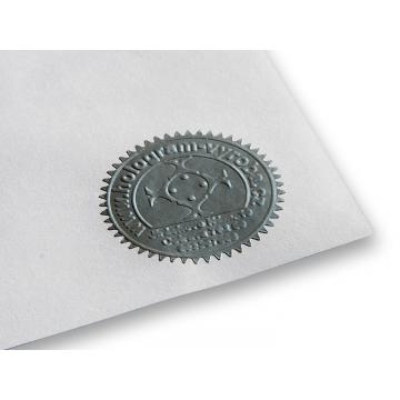 Etiqueta serrada para destacar sello de realce seco - plateado
