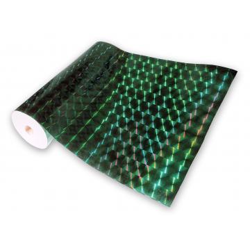 Lámina holográfica, universal, autoadhesiva, por metros, motivo 4 cuadros - verdes