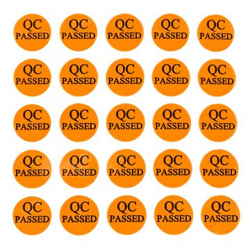 QC Passed etiqueta autoadhesiva de PVC circular - naranja