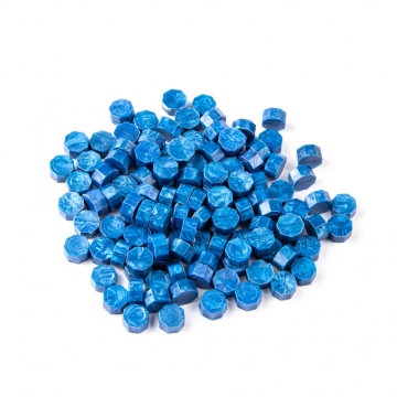 Cera de lacre en color azul metálico - granos 30g - Tipo 21