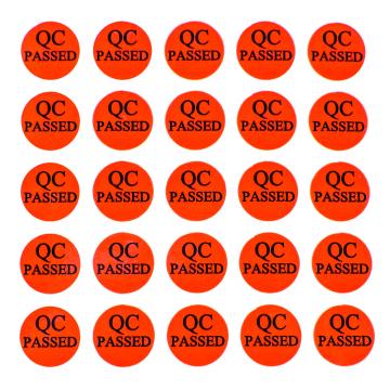 QC Passed etiqueta autoadhesiva de PVC circular - rojo