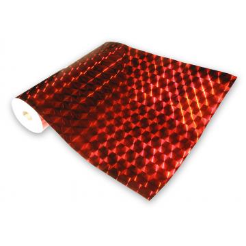 Lámina holográfica, universal, autoadhesiva, por metros, motivo 4 cuadros - rojos