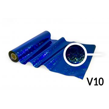 Lámina para Hot Stamping - V10 holográfica, color azul, estampado de estrella
