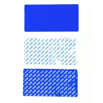 Pegatina VOID residual, azul 50x25mm