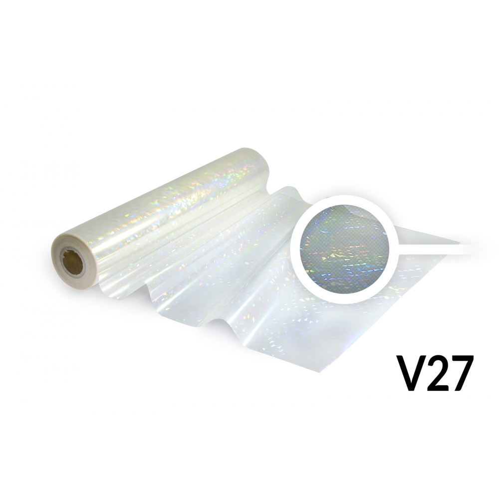Lámina para Hot Stamping - V27 holográfica, demetalizada, estampado de pedazos de vidrillo