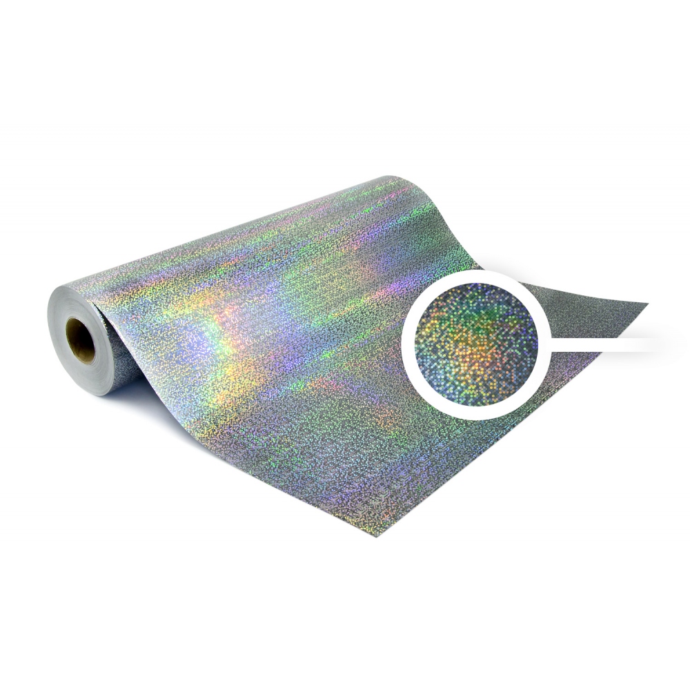 Lámina holográfica, universal, autoadhesiva, por metros, motivo 11 Dot Matrix – color de plata