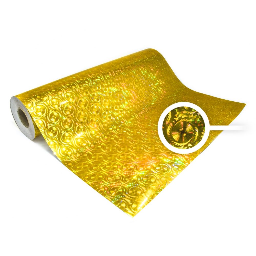 Lámina holográfica, universal, autoadhesiva, por metros, motivo 6 sierra – color de oro