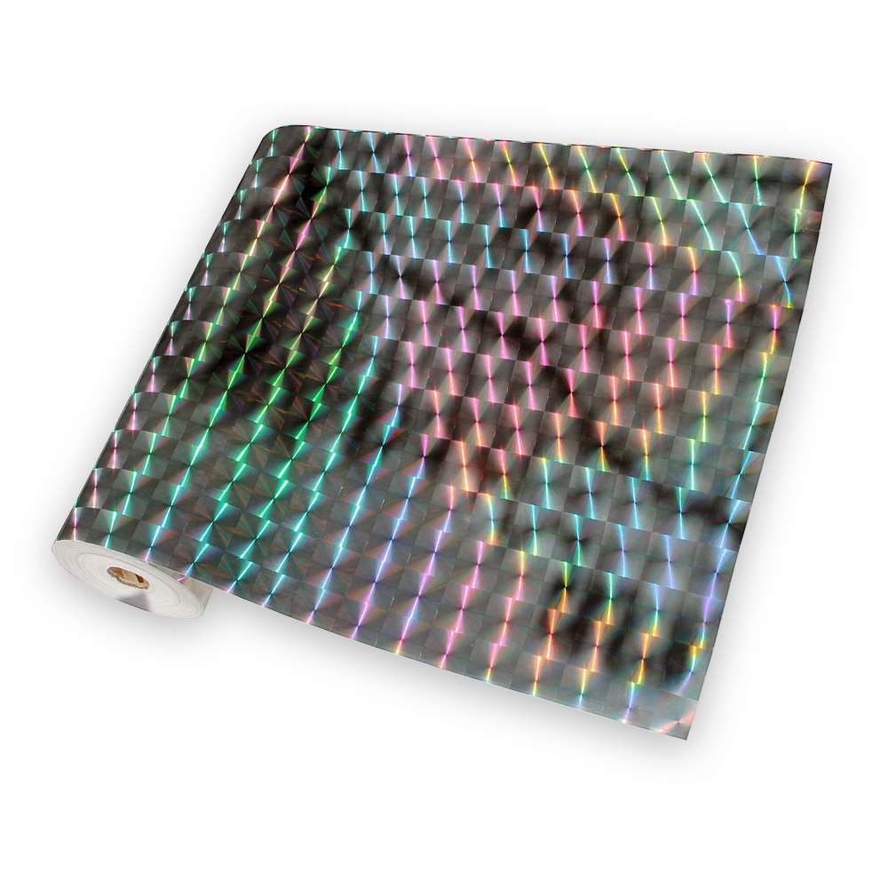 Lámina holográfica, universal, autoadhesiva, por metros, motivo 4 cuadros - color de plata