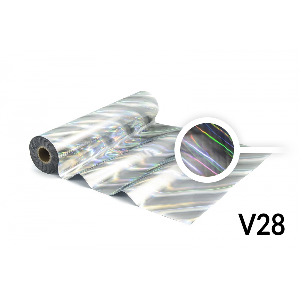 Lámina para Hot Stamping - V28 holográfica, diagonal, color de plata