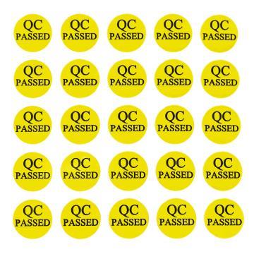 QC Passed etiqueta autoadhesiva de PVC circular - amarillo