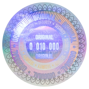 Un par de precintos holográficos numerados con elemento de protección UV