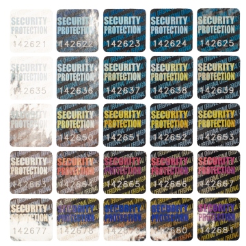 Etiqueta holográfica numerada cuadrada pequeña 