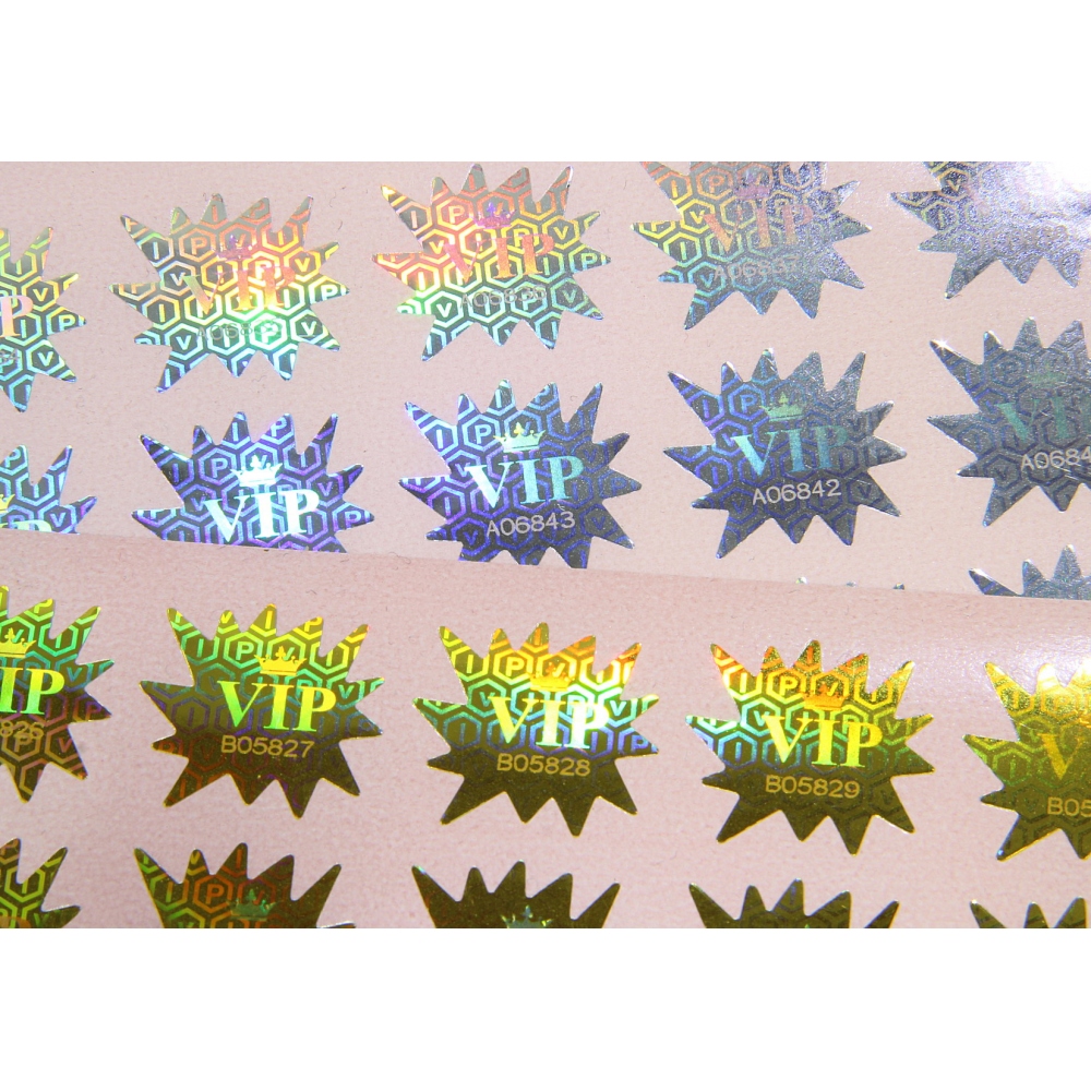 Etiqueta holográfica numerada de dos capas VIP - oro