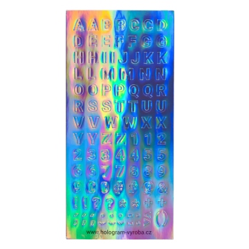 Set decorativo de letras, números y signos, holográfico, altura de la letra 11mm