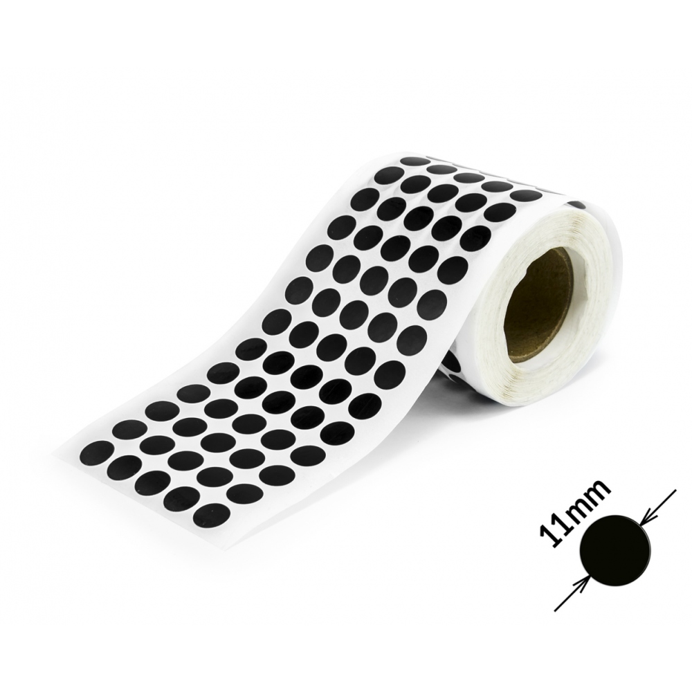 Pegatinas circulares negras de papel plastificado – 11mm 
